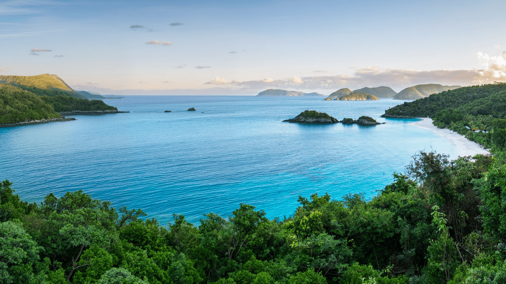 aerial view of tropical caribbean coastal islands